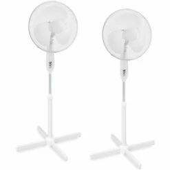 Lot 2 Ventilateurs Sur Pied Easymate RD-40 Extel Réglable 82 à 100 Cm Tête Rotative 3 Vitesses