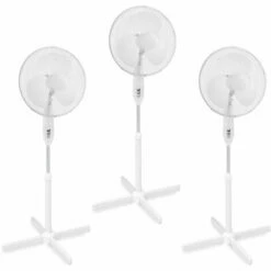 Lot 3 Ventilateurs Sur Pied Easymate RD-40 Extel Réglable 82 à 100 Cm Tête Rotative 3 Vitesses